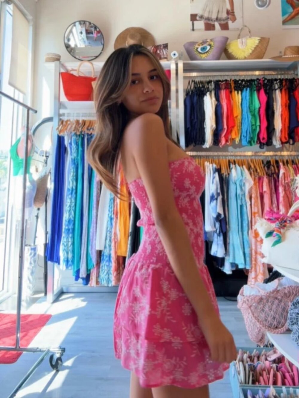 Sabz Scrunchie Strapless Dress Pink